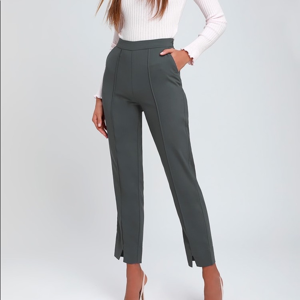 Lulus Aisha Charcoal Grey Trouser Pants